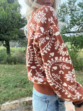 The Rosebud Heart Sweater (Rust) - The Vintage Emmie