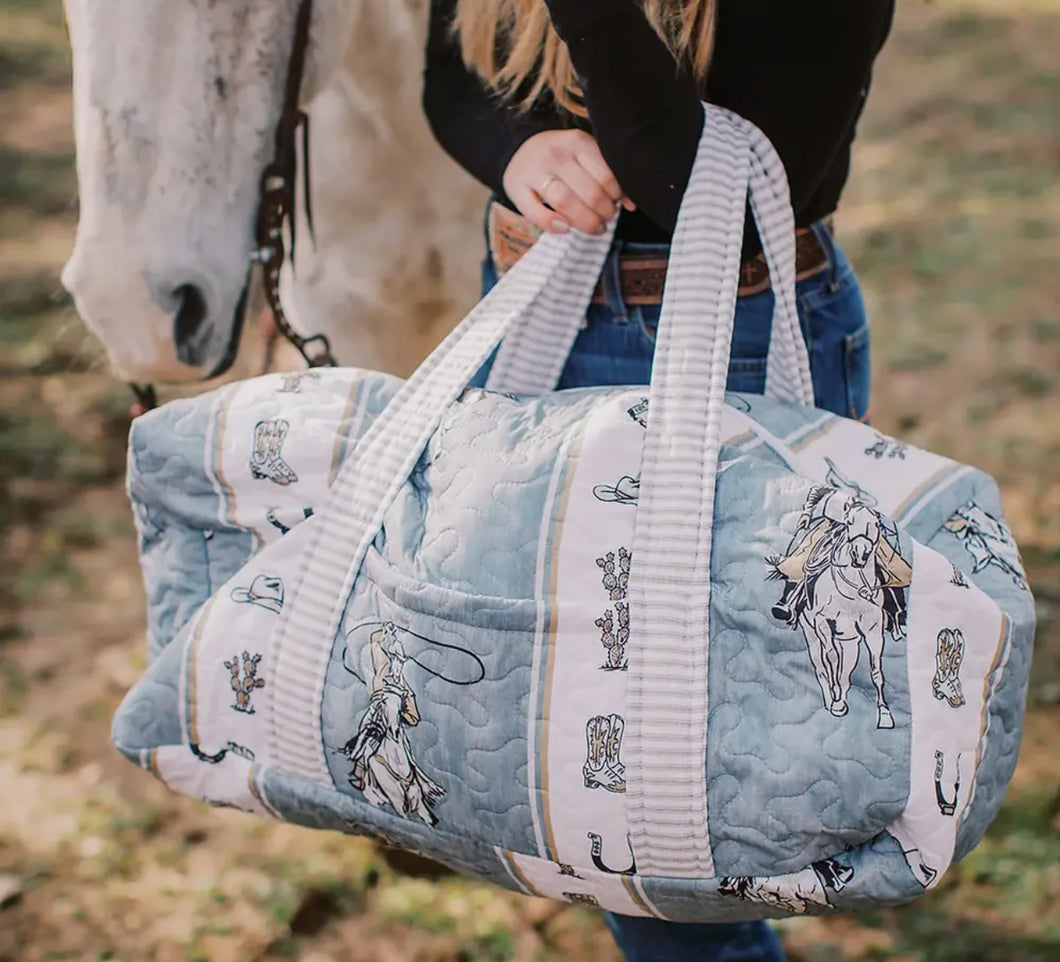 The Marshall Western Cowboy Stripe Quilted Weekender Duffle Bag