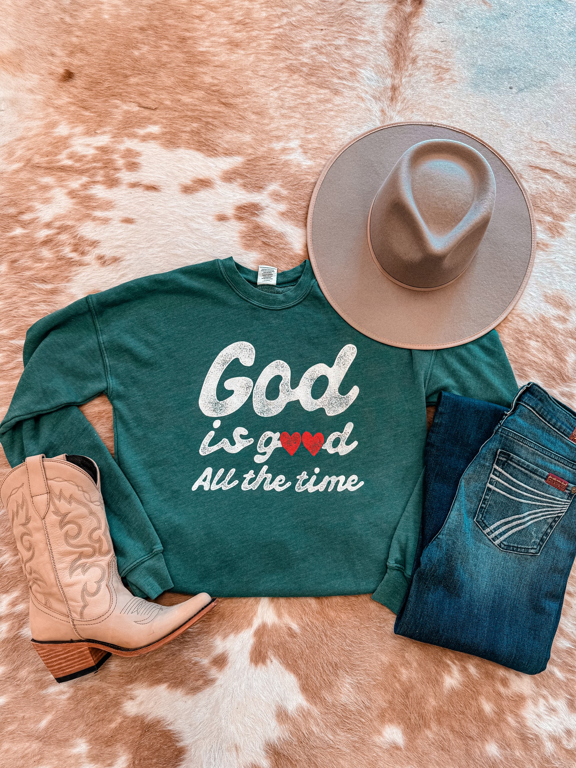 God Is Good Always Sweatshirt (Green) - The Vintage Emmie