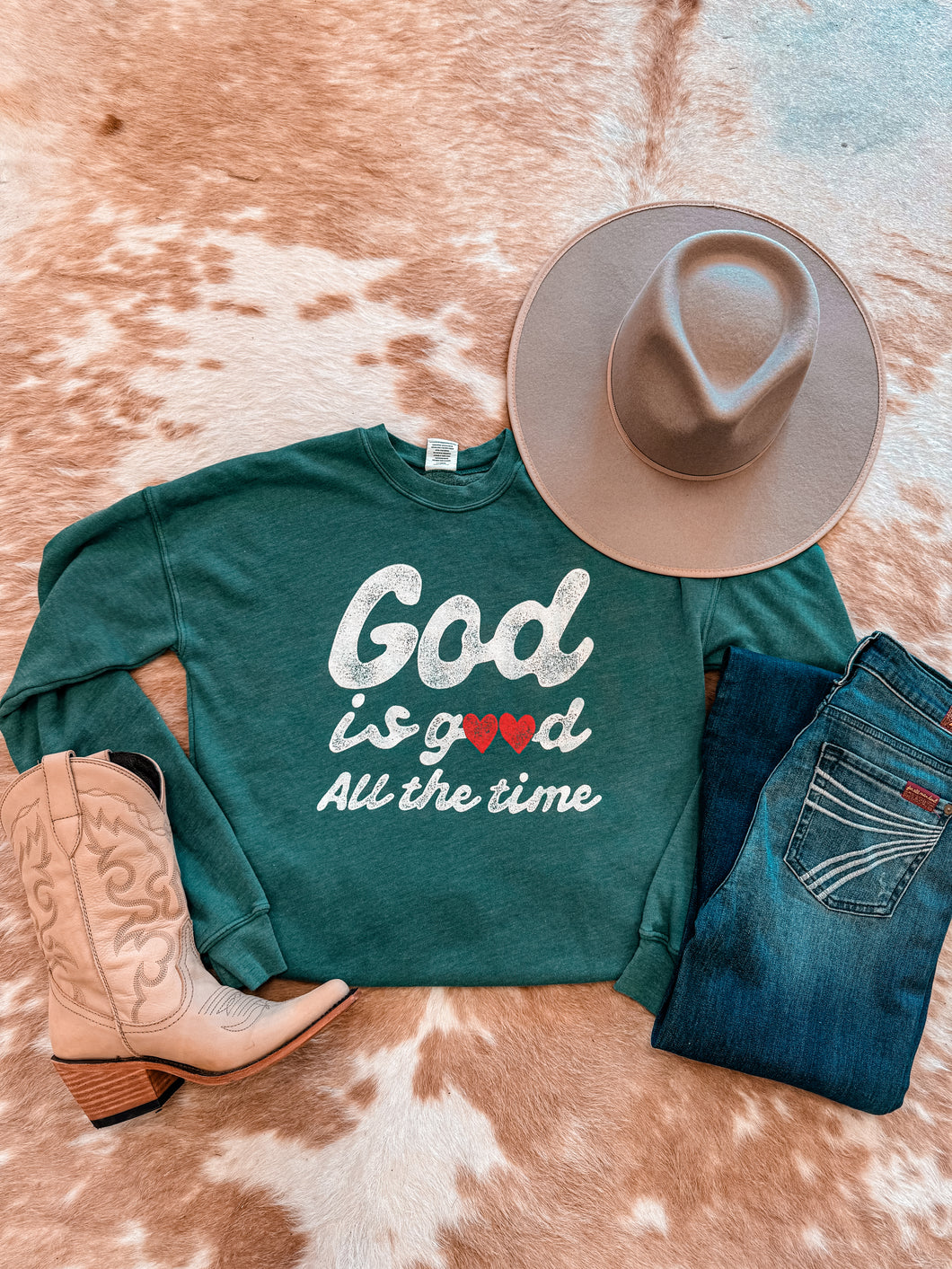 God Is Good Always Sweatshirt (Green) - The Vintage Emmie