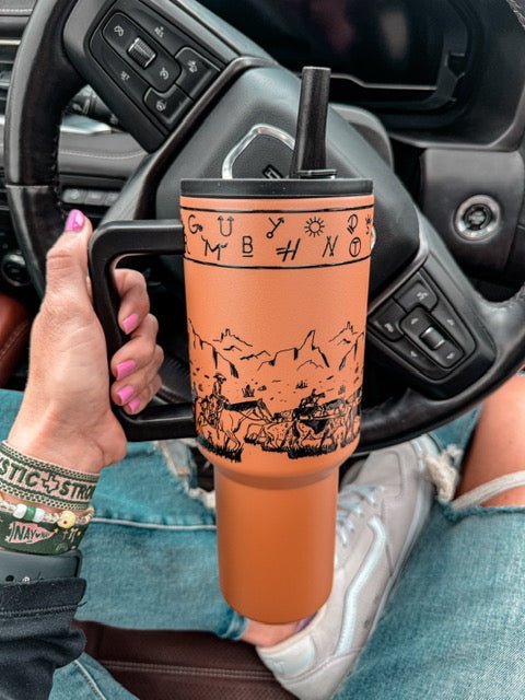 Cattle Drive 40oz Flip Top Tumbler (Brown) - The Vintage Emmie