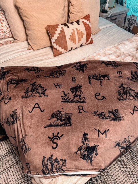 The Branded Western Throw Blanket (Brown) - The Vintage Emmie