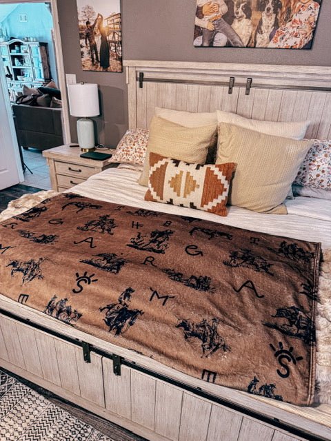 The Branded Western Throw Blanket (Brown) - The Vintage Emmie