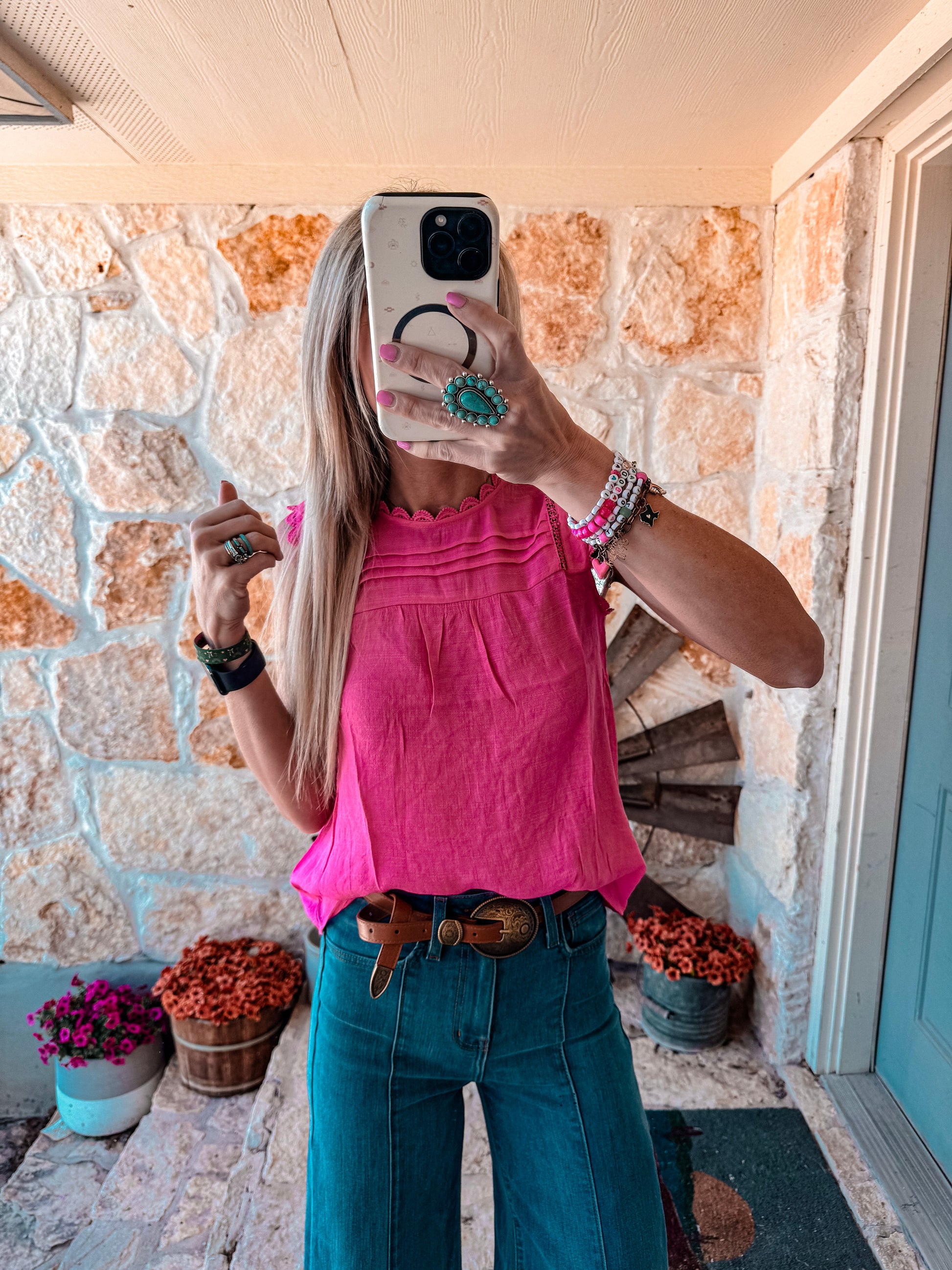 The Orla Sleeveless Lace Top (Pink) - The Vintage Emmie