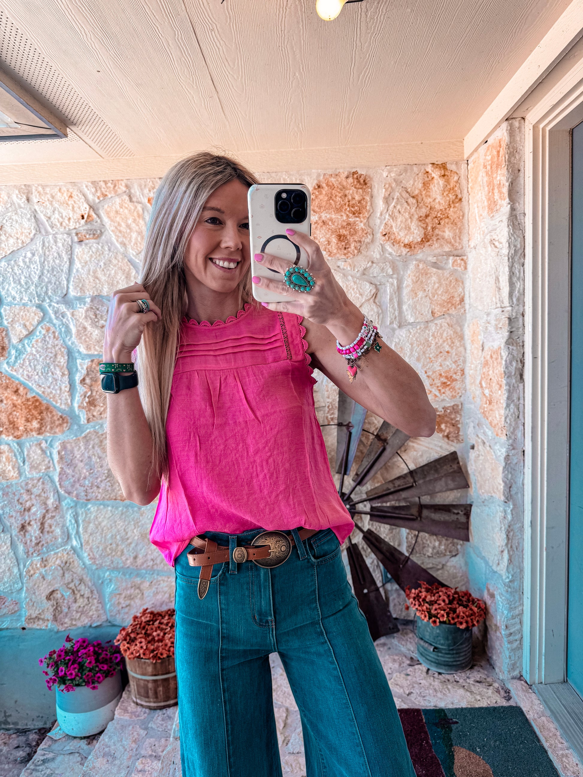 The Orla Sleeveless Lace Top (Pink) - The Vintage Emmie