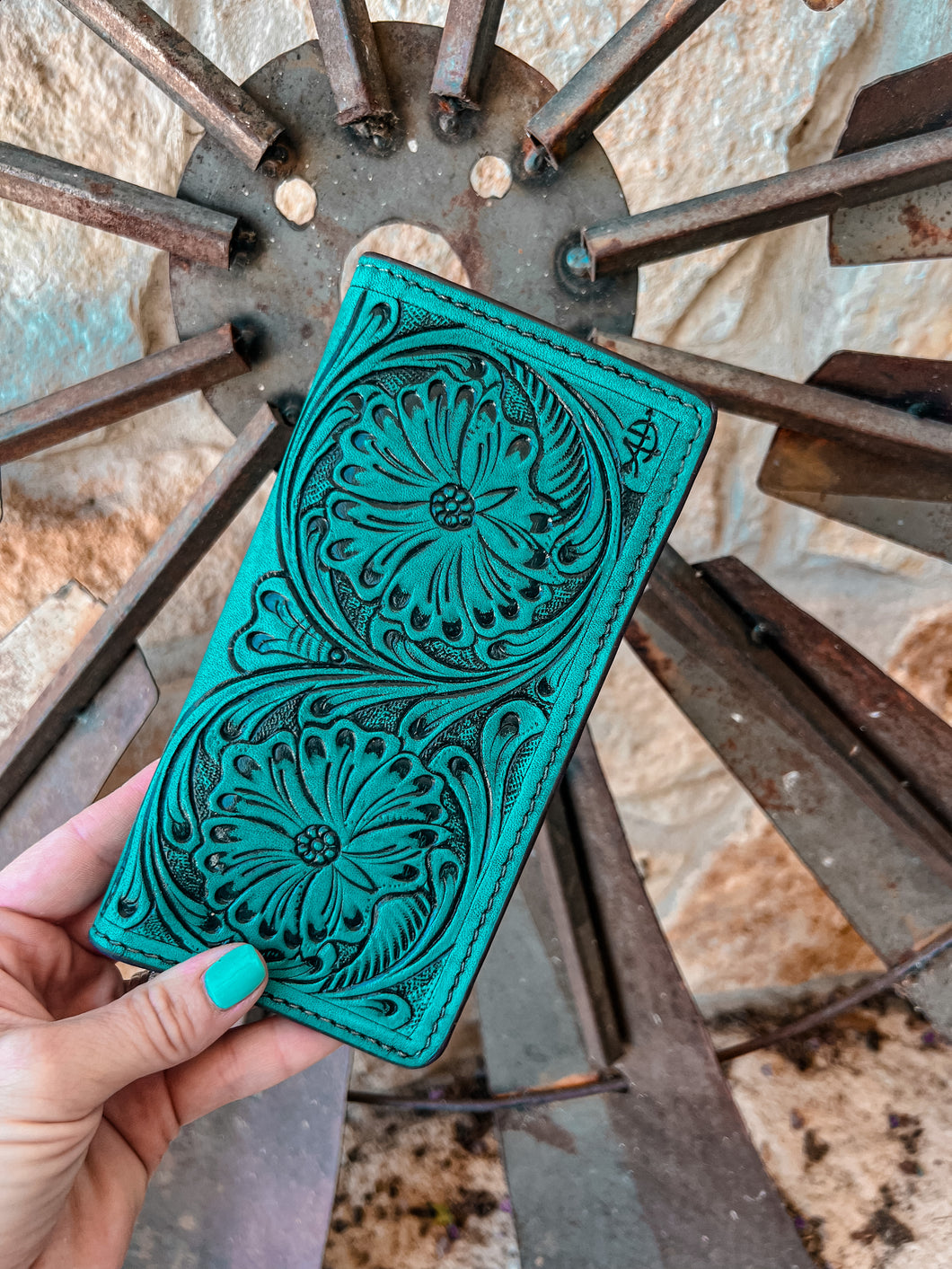 The Ole Allie Tooled Leather Wallet (Turquoise)