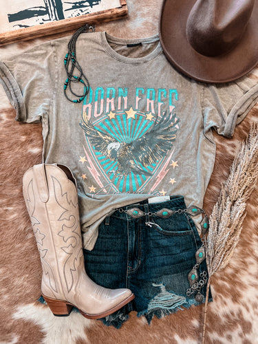 Born Free America Mineral Wash Tee (Mocha)