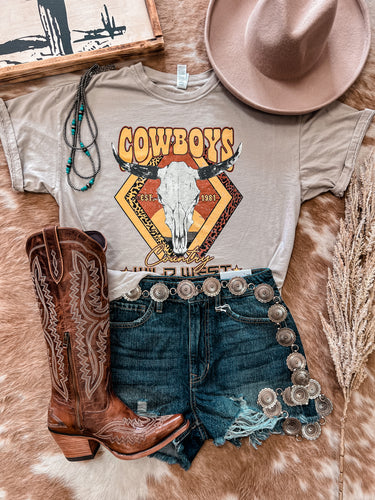 Wild West Cowboy Crop Tee (Sand)