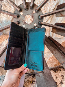 The Ole Allie Tooled Leather Wallet (Turquoise)