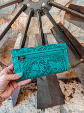 The Ole Frank Mclaury Tooled Leather Wallet (Turquoise)