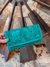 The Ole Frank Mclaury Tooled Leather Wallet (Turquoise)