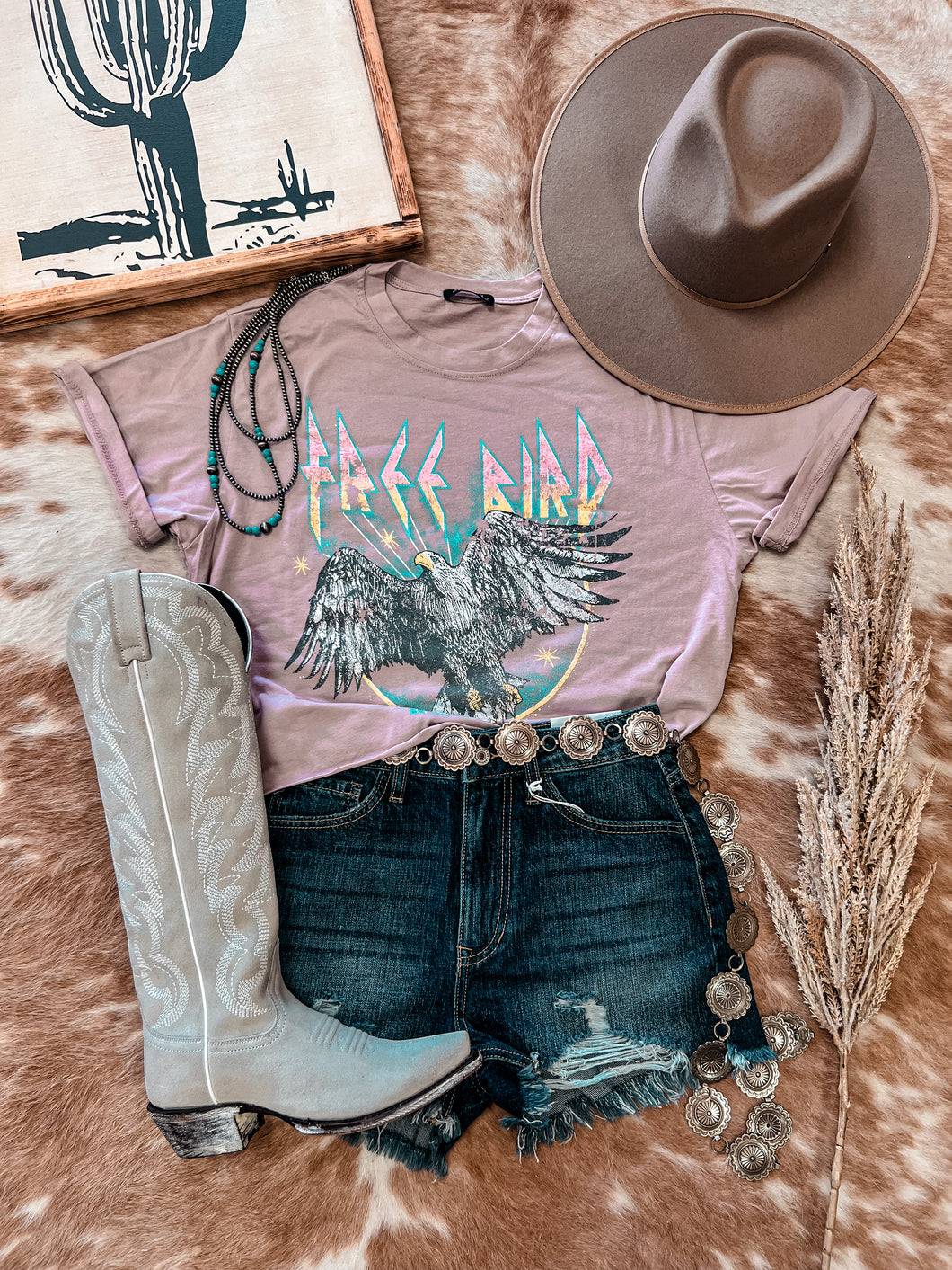 Free Bird America Crop Tee (Rose)