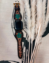 The Ole Mattie Leather Watchband (Turquoise Flower)