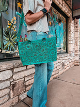 The Ole Kate Tooled Leather Handbag (Turquoise)