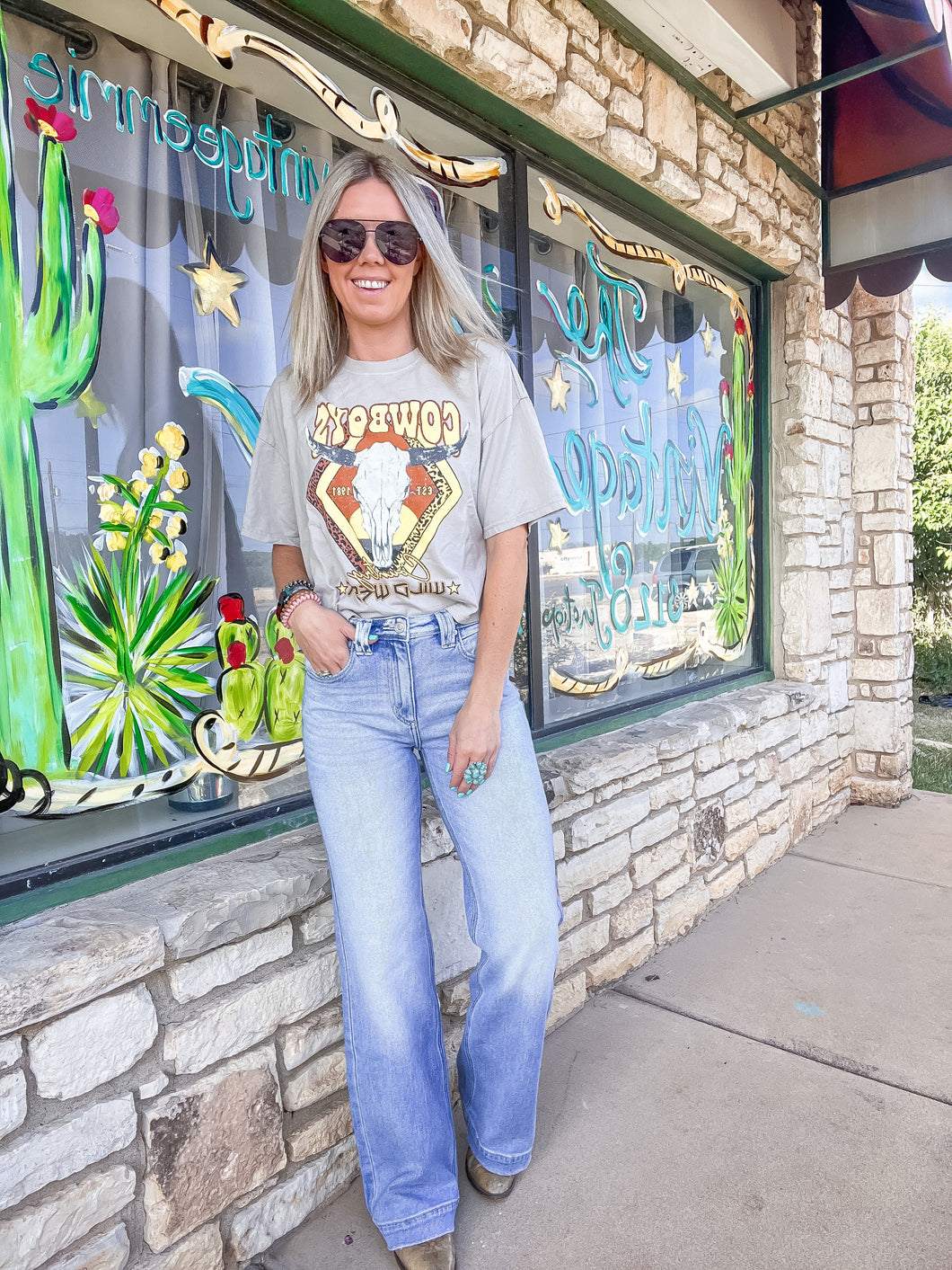 The Danville Wide Leg Flare Jeans (Light Wash)