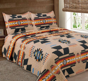 The Aztec Bedding Quilt Set (Tan)