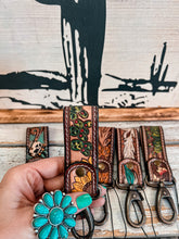 Mini Tooled Leather Keychain (Cactus & Sunflower)