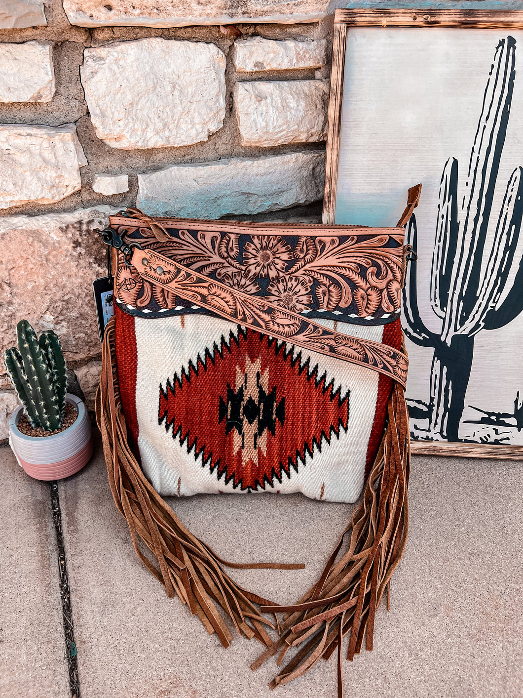 The Ole Stillwell Saddle Blanket Purse (Red & White)