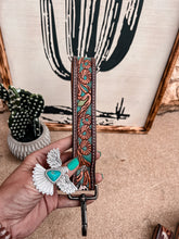 Tooled Leather Keychain (Turquoise Skull)