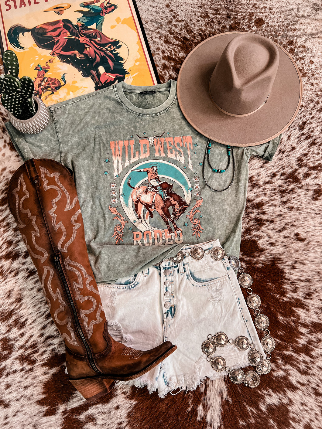 Wild West Rodeo Tee (Mineral Wash Green)