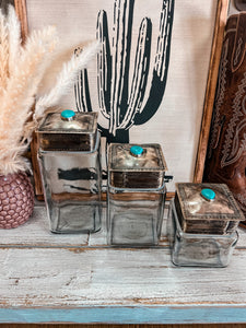 J Alexander Rustic Silver Top Glass Containers