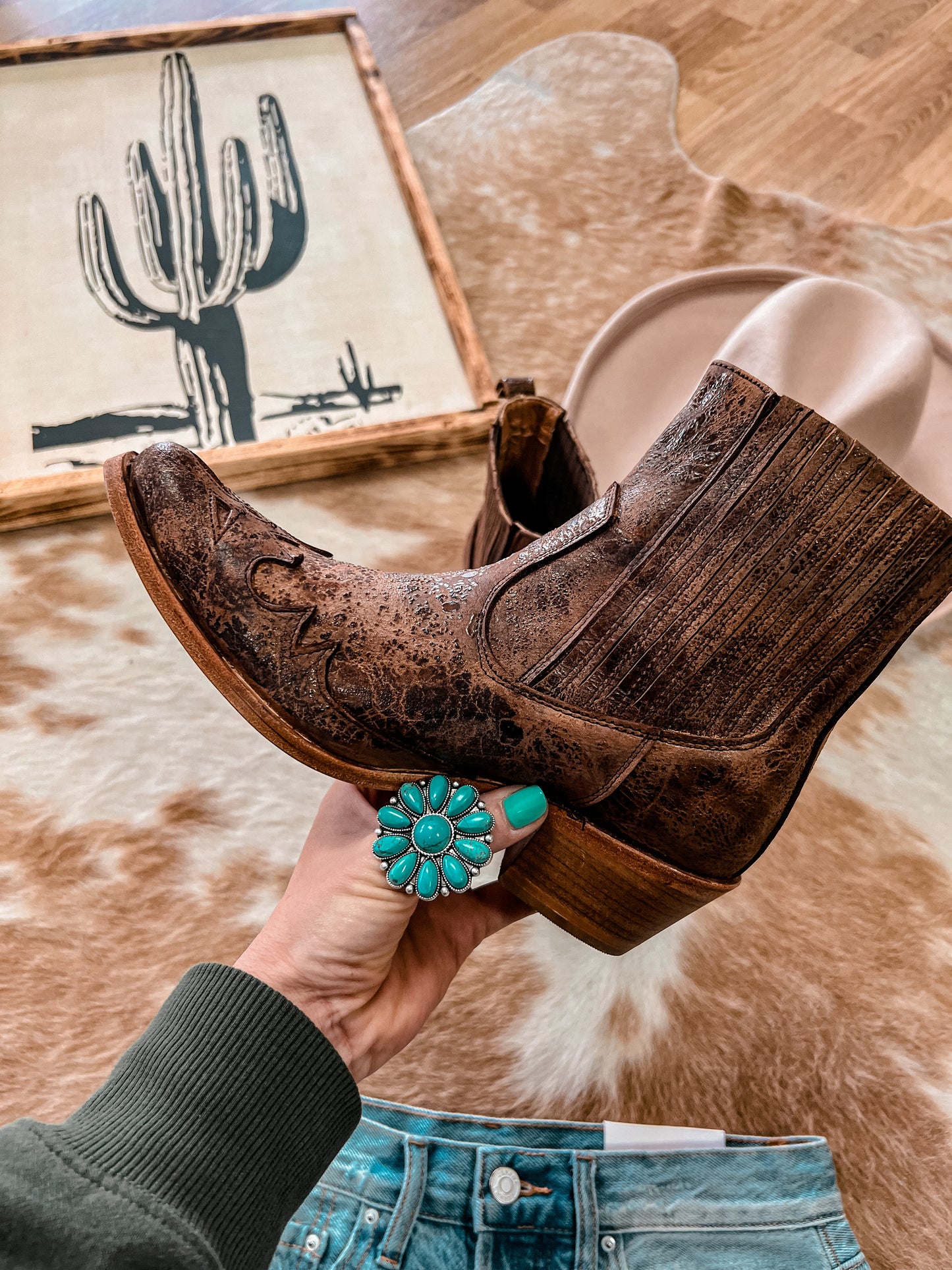 Agave Sky Paige Overlay Ankle Bootie (Vintage Chocolate) - The Vintage Emmie