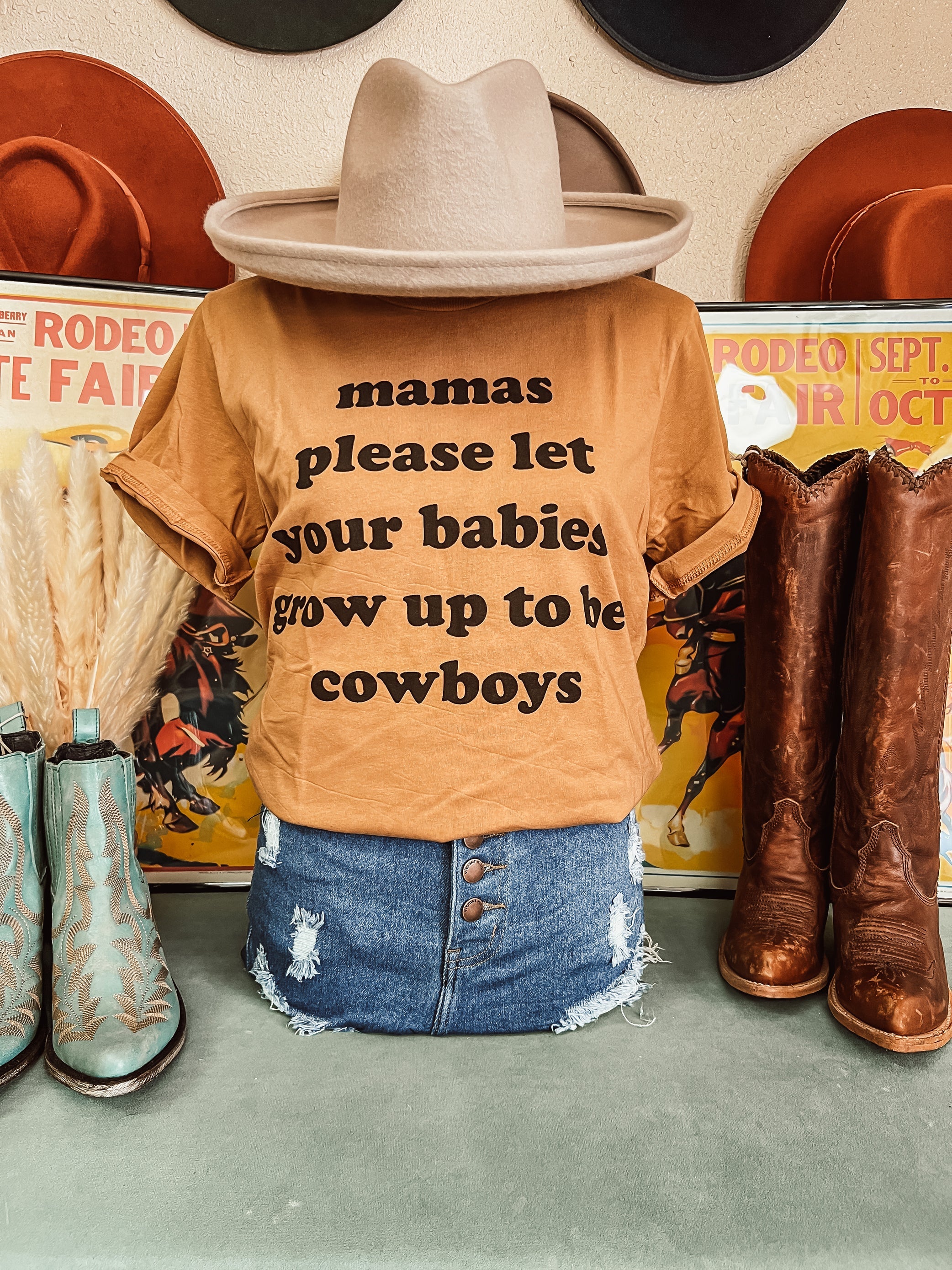 : Mama don't let your cowboys grow up to be babies t-shirt :  Clothing, Shoes & Jewelry