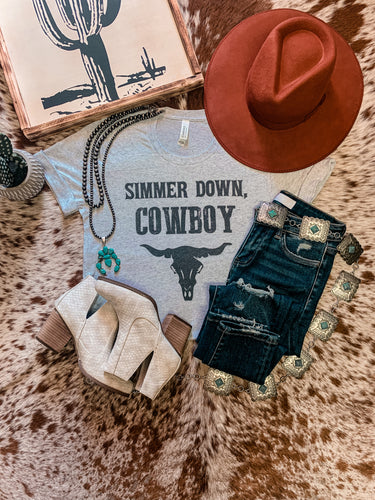 Simmer Down Cowboy Tee (Ash)