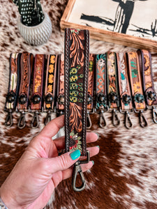 Tooled Leather Keychain (Colorful Cactus)