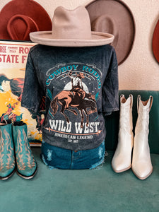 Cowboy Rodeo Wild West Mineral Wash Tee (Black)