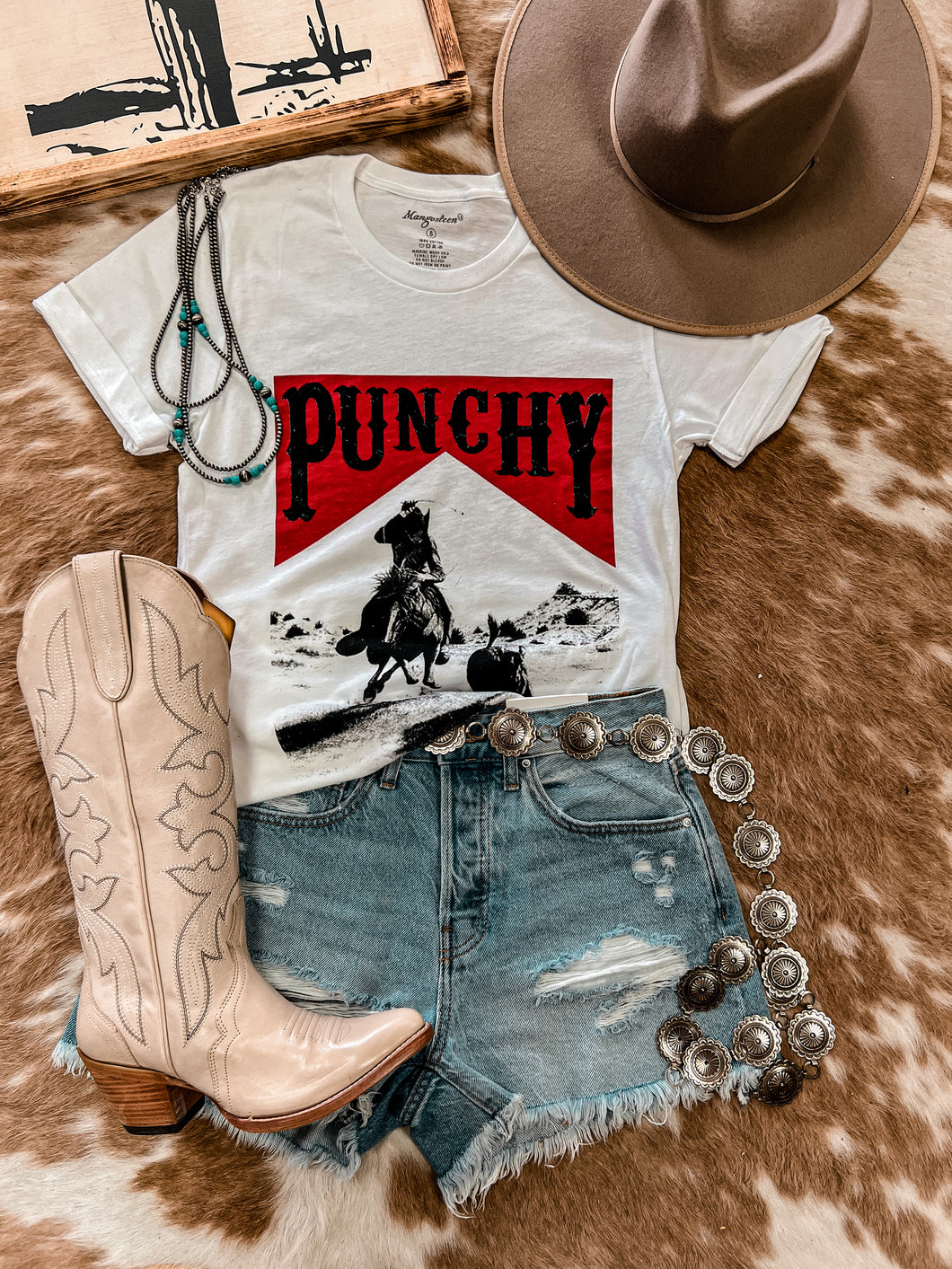 Punchy Cowboy Tee (White)