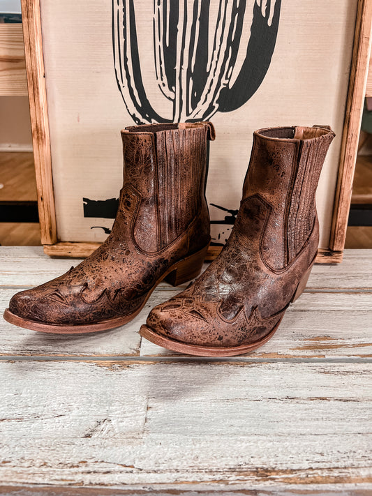 Agave Sky Paige Overlay Ankle Bootie (Vintage Chocolate) - The Vintage Emmie