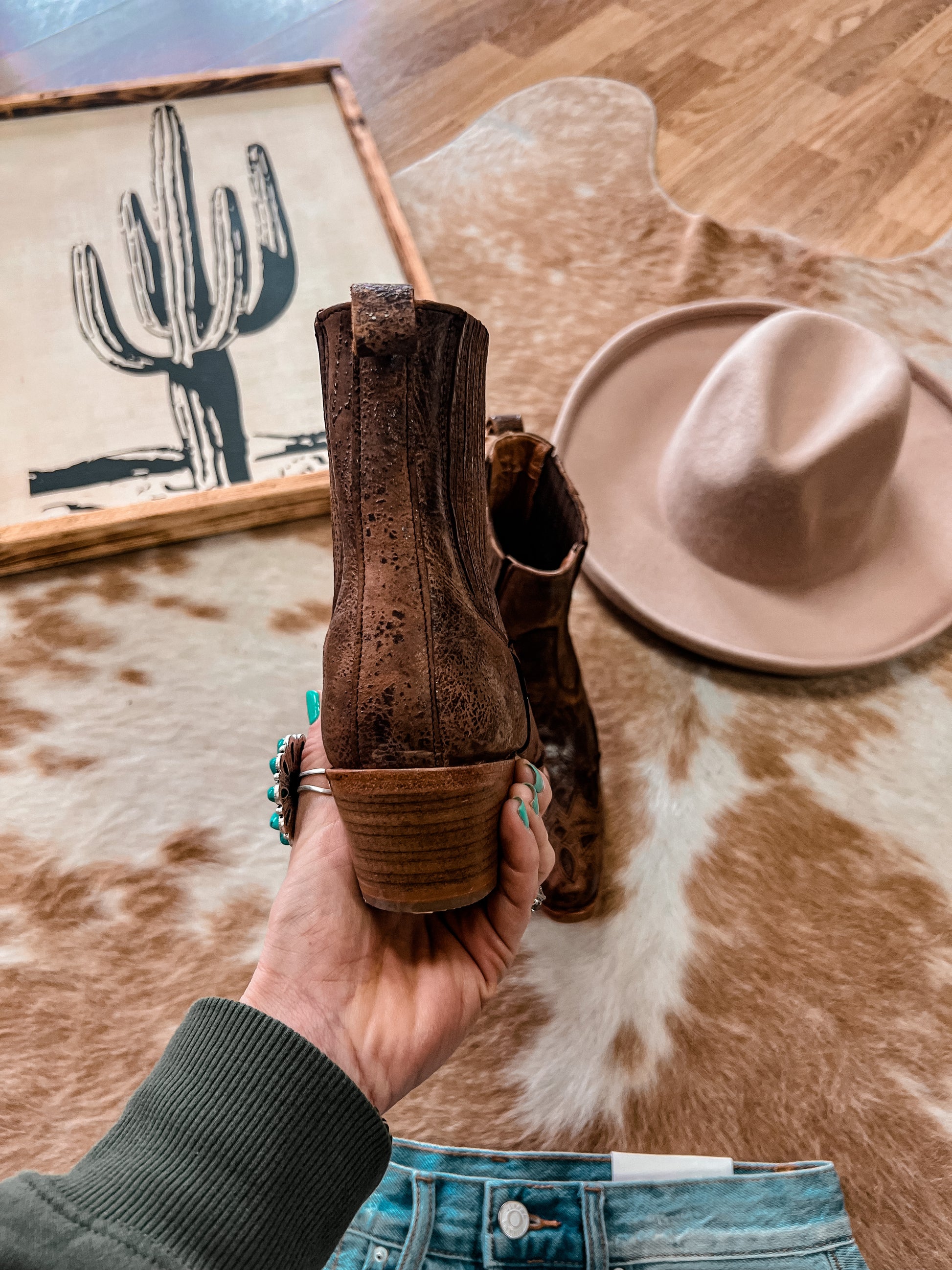 Agave Sky Paige Overlay Ankle Bootie (Vintage Chocolate) - The Vintage Emmie