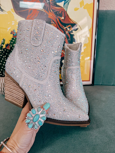 The Bovina Rhinestone Booties (Silver)