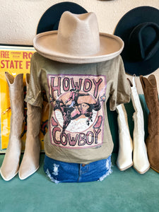 Howdy Cowboy Tee (Olive)