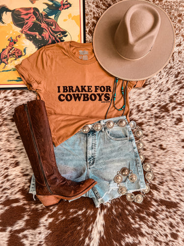 Brake For Cowboys Tee (Camel)