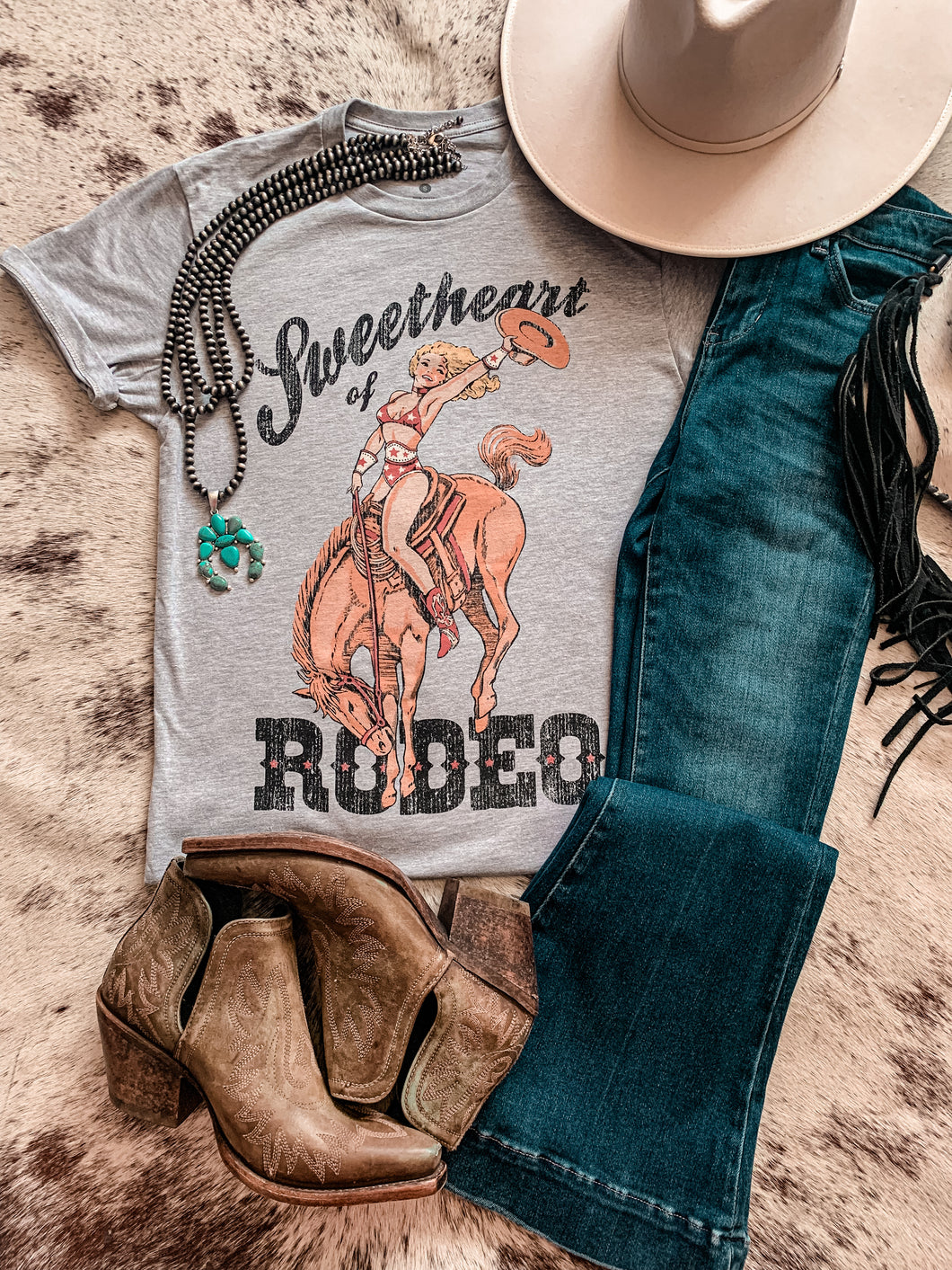 Sweetheart Of The Rodeo Tee (Grey)