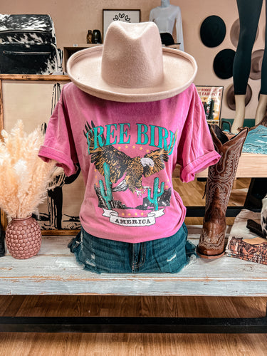 Free Bird America Cactus Mineral Wash Tee (Pink)