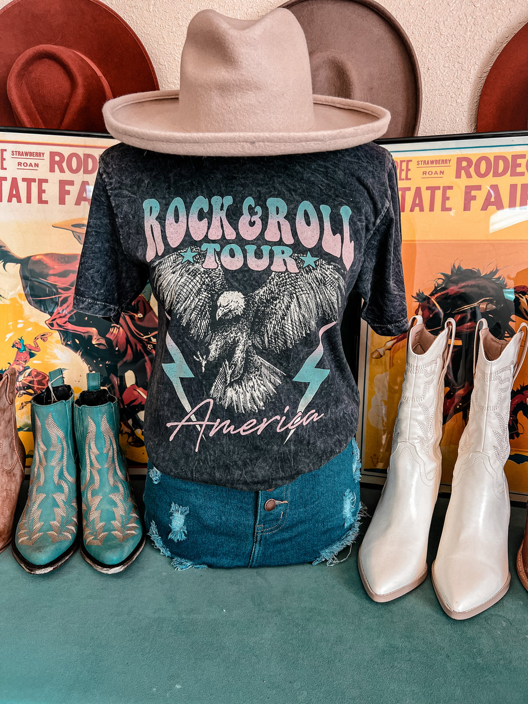America Rock & Roll Tour Mineral Wash Tee (Grey)