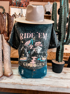 Ride 'Em Cowboys Mineral Wash Tee (Black)