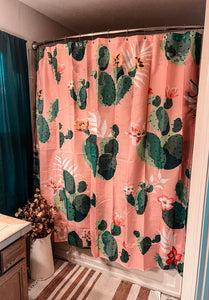Pink Cactus Shower Curtain