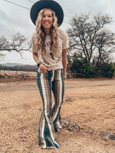 The Joliet Stripe Bell Bottom Jeans (Blue) - The Vintage Emmie