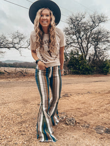 The Joliet Stripe Bell Bottom Jeans (Blue) - The Vintage Emmie