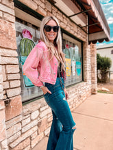 The Rosevine Rhinestone Denim Jacket (Pink)