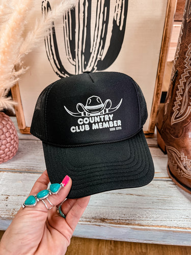 Country Club Member Trucker Hat (Black)