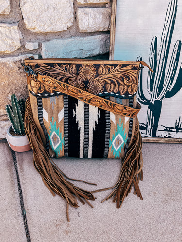 The Ole Stillwell Saddle Blanket Purse (Tan & Black)