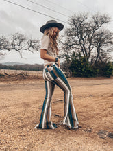 The Joliet Stripe Bell Bottom Jeans (Blue) - The Vintage Emmie