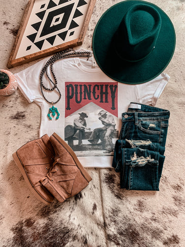 Punchy Western Cowboy Tee (White)