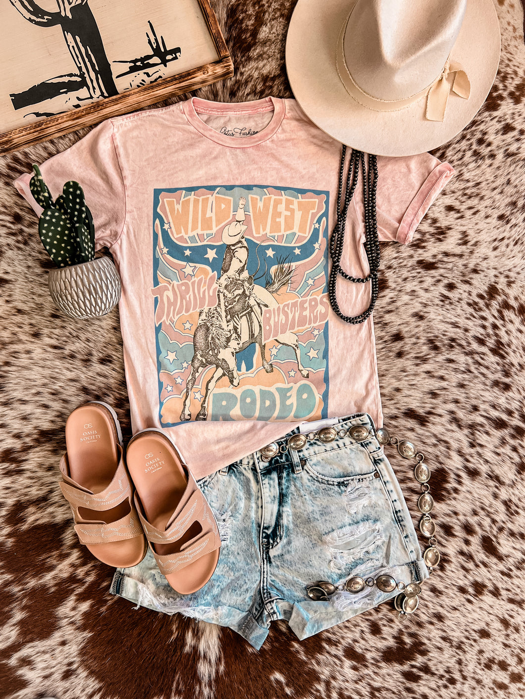 Wild West Thrill Busters Tee (Mineral Wash Pink)
