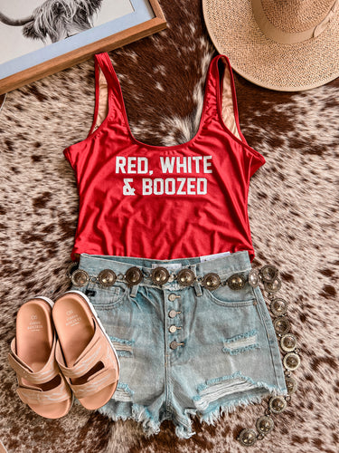 Red, White & Boozed Swimsuit (Red)